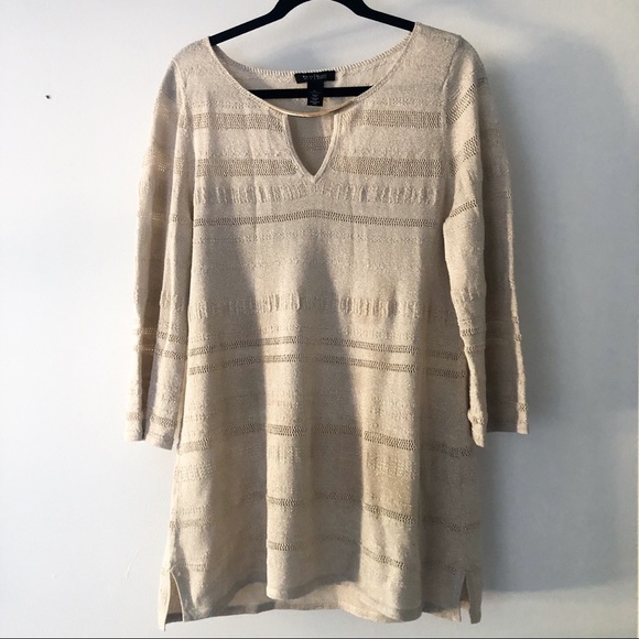 EUC WHBM tan and gold lightweight tunic sweater XL - Picture 1 of 3